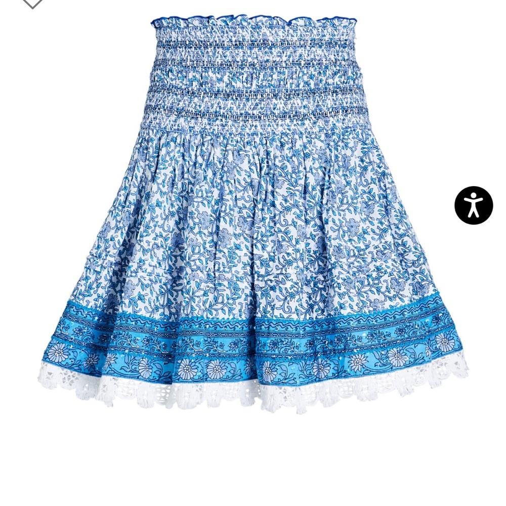 **NWT**POUPETTE ST BARTH Smocked Floral Cotton Mini Skirt, Size Small